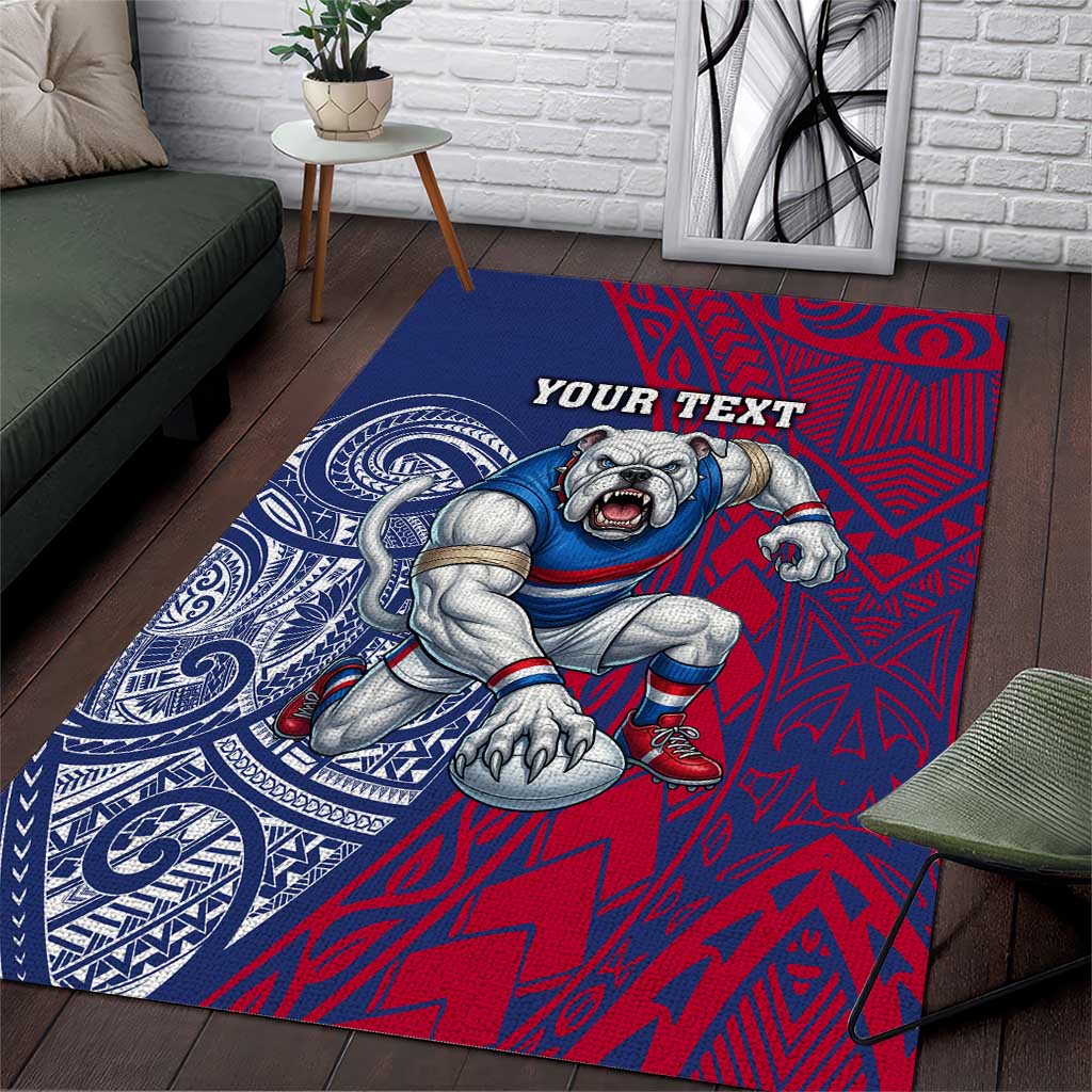 Personalised Western Bulldogs Mascot Area Rug Polynesian Tribal Pattern Bold Bulldog Football