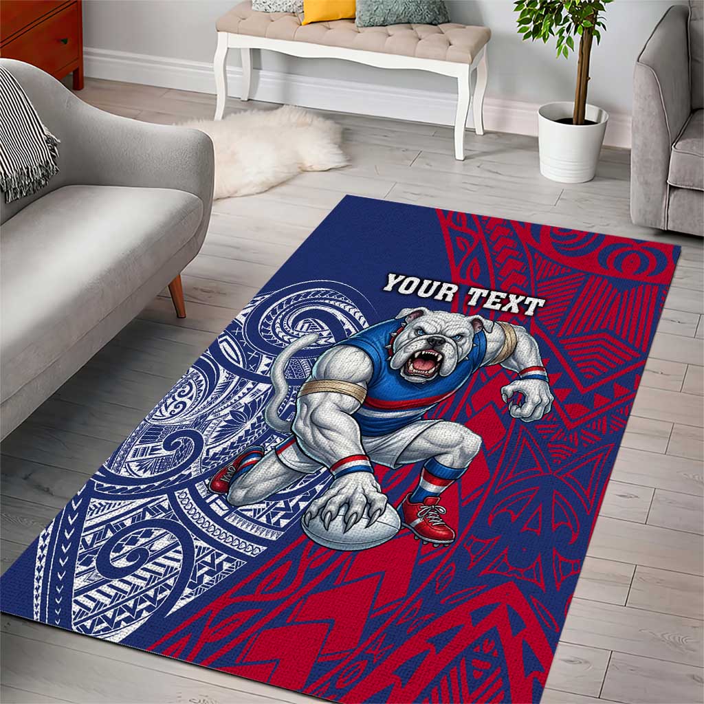 Personalised Western Bulldogs Mascot Area Rug Polynesian Tribal Pattern Bold Bulldog Football