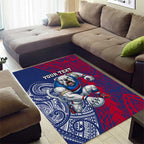 Personalised Western Bulldogs Mascot Area Rug Polynesian Tribal Pattern Bold Bulldog Football
