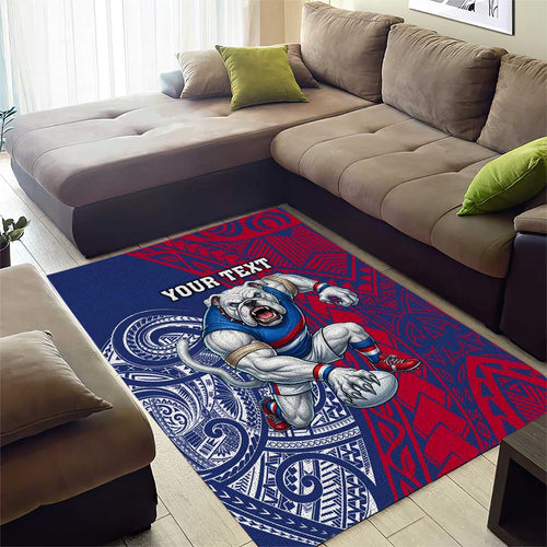 Personalised Western Bulldogs Mascot Area Rug Polynesian Tribal Pattern Bold Bulldog Football