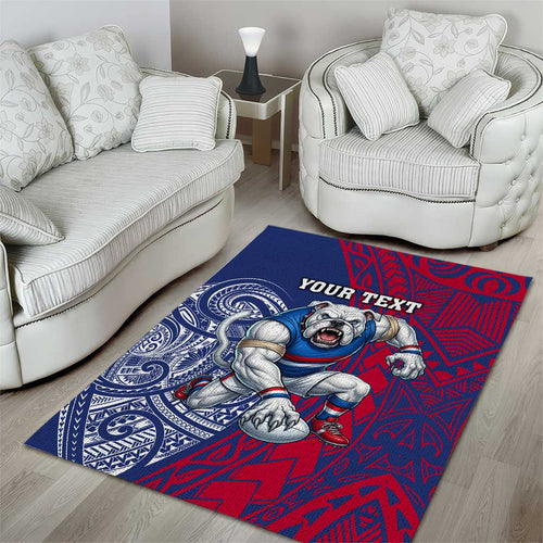 Personalised Western Bulldogs Mascot Area Rug Polynesian Tribal Pattern Bold Bulldog Football