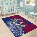Personalised Western Bulldogs Mascot Area Rug Polynesian Tribal Pattern Bold Bulldog Football