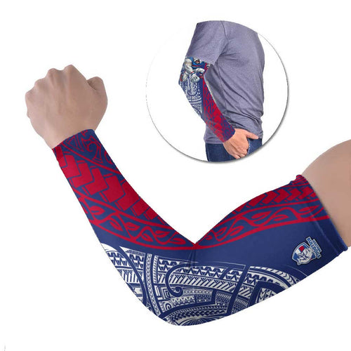 Personalised Western Bulldogs Mascot Arm Sleeves Polynesian Tribal Pattern Bold Bulldog Football