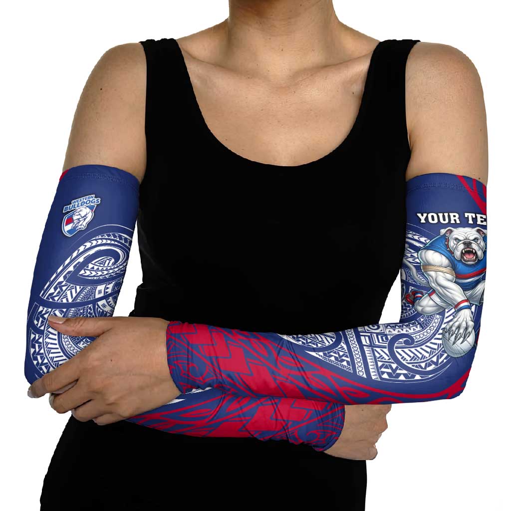 Personalised Western Bulldogs Mascot Arm Sleeves Polynesian Tribal Pattern Bold Bulldog Football