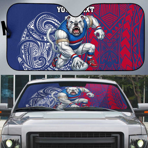 Personalised Western Bulldogs Mascot Auto Sun Shade Polynesian Tribal Pattern Bold Bulldog Football