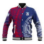 Personalised Western Bulldogs Mascot Baseball Jacket Polynesian Tribal Pattern Bold Bulldog Football