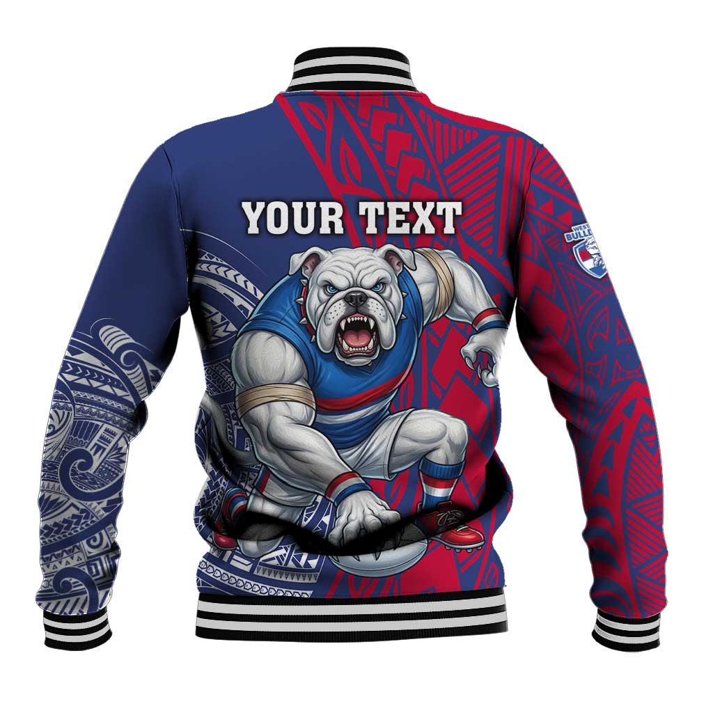 Personalised Western Bulldogs Mascot Baseball Jacket Polynesian Tribal Pattern Bold Bulldog Football