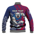 Personalised Western Bulldogs Mascot Baseball Jacket Polynesian Tribal Pattern Bold Bulldog Football
