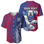 Personalised Western Bulldogs Mascot Baseball Jersey Polynesian Tribal Pattern Bold Bulldog Football