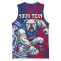 Personalised Western Bulldogs Mascot Basketball Jersey Polynesian Tribal Pattern Bold Bulldog Football