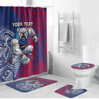 Personalised Western Bulldogs Mascot Bathroom Set Polynesian Tribal Pattern Bold Bulldog Football