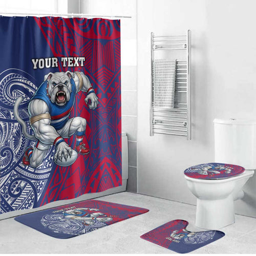Personalised Western Bulldogs Mascot Bathroom Set Polynesian Tribal Pattern Bold Bulldog Football