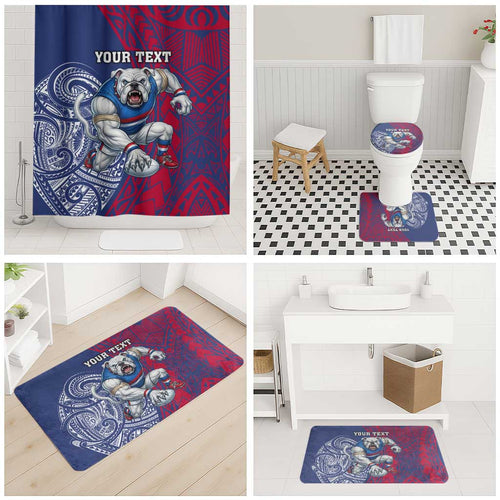 Personalised Western Bulldogs Mascot Bathroom Set Polynesian Tribal Pattern Bold Bulldog Football