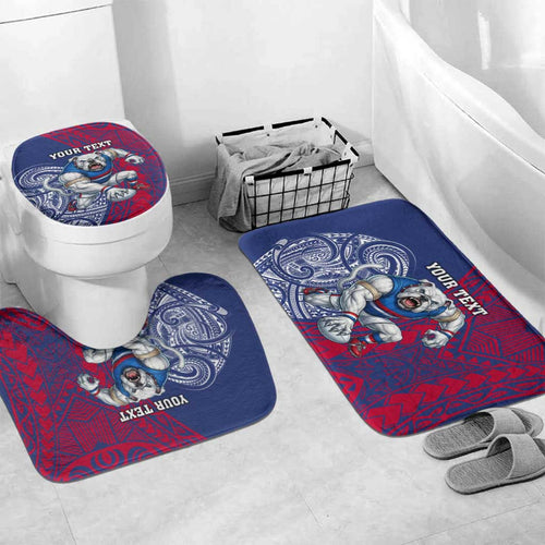 Personalised Western Bulldogs Mascot Bathroom Set Polynesian Tribal Pattern Bold Bulldog Football