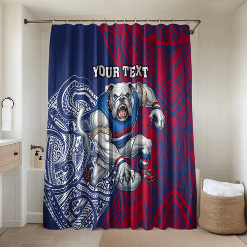 Personalised Western Bulldogs Mascot Bathroom Set Polynesian Tribal Pattern Bold Bulldog Football