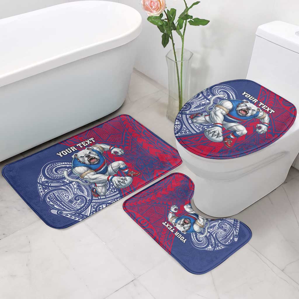 Personalised Western Bulldogs Mascot Bathroom Set Polynesian Tribal Pattern Bold Bulldog Football