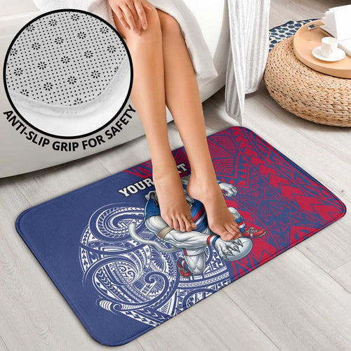 Personalised Western Bulldogs Mascot Bathroom Set Polynesian Tribal Pattern Bold Bulldog Football
