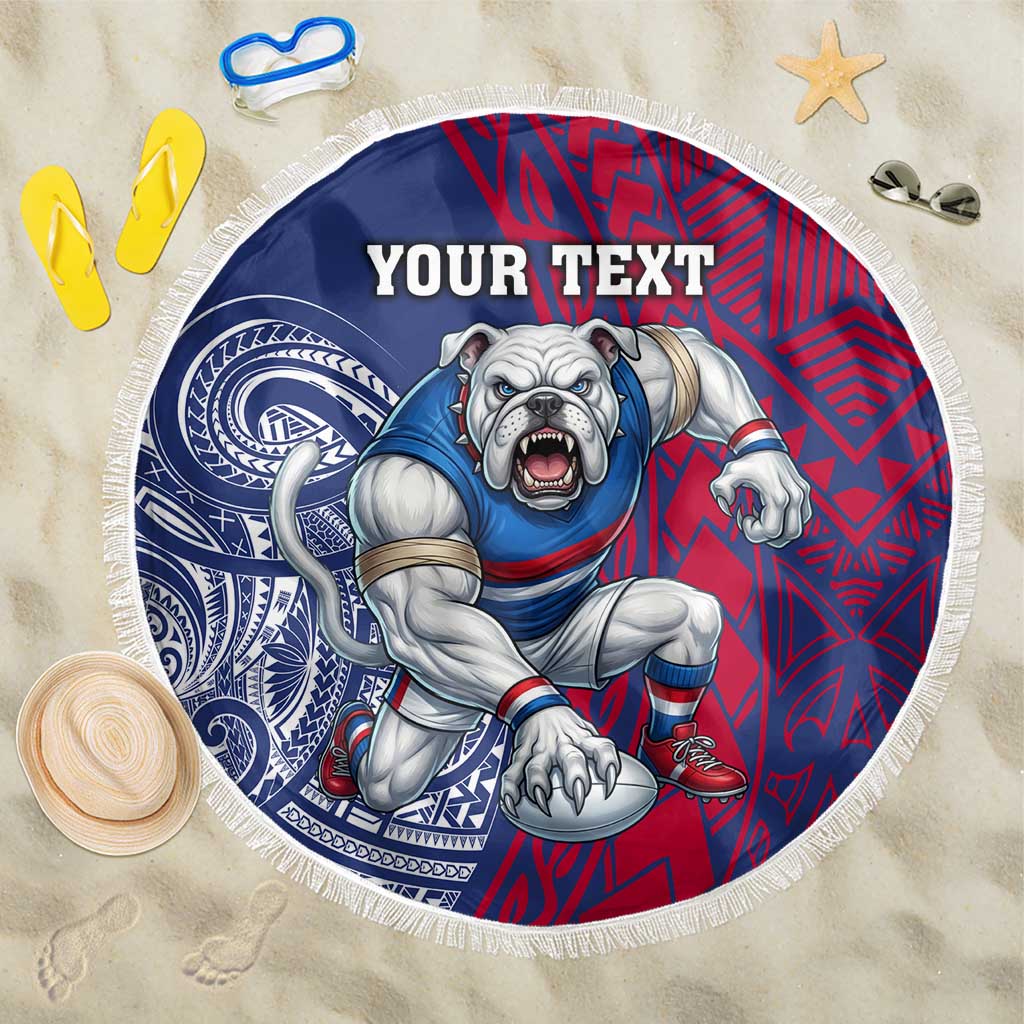 Personalised Western Bulldogs Mascot Beach Blanket Polynesian Tribal Pattern Bold Bulldog Football