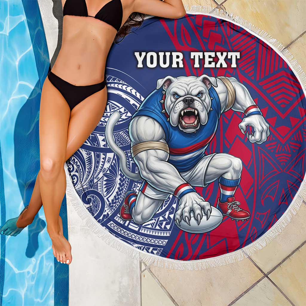 Personalised Western Bulldogs Mascot Beach Blanket Polynesian Tribal Pattern Bold Bulldog Football