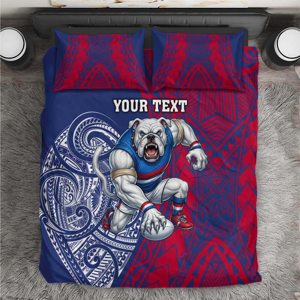 Personalised Western Bulldogs Mascot Bedding Set Polynesian Tribal Pattern Bold Bulldog Football