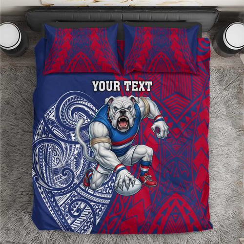 Personalised Western Bulldogs Mascot Bedding Set Polynesian Tribal Pattern Bold Bulldog Football