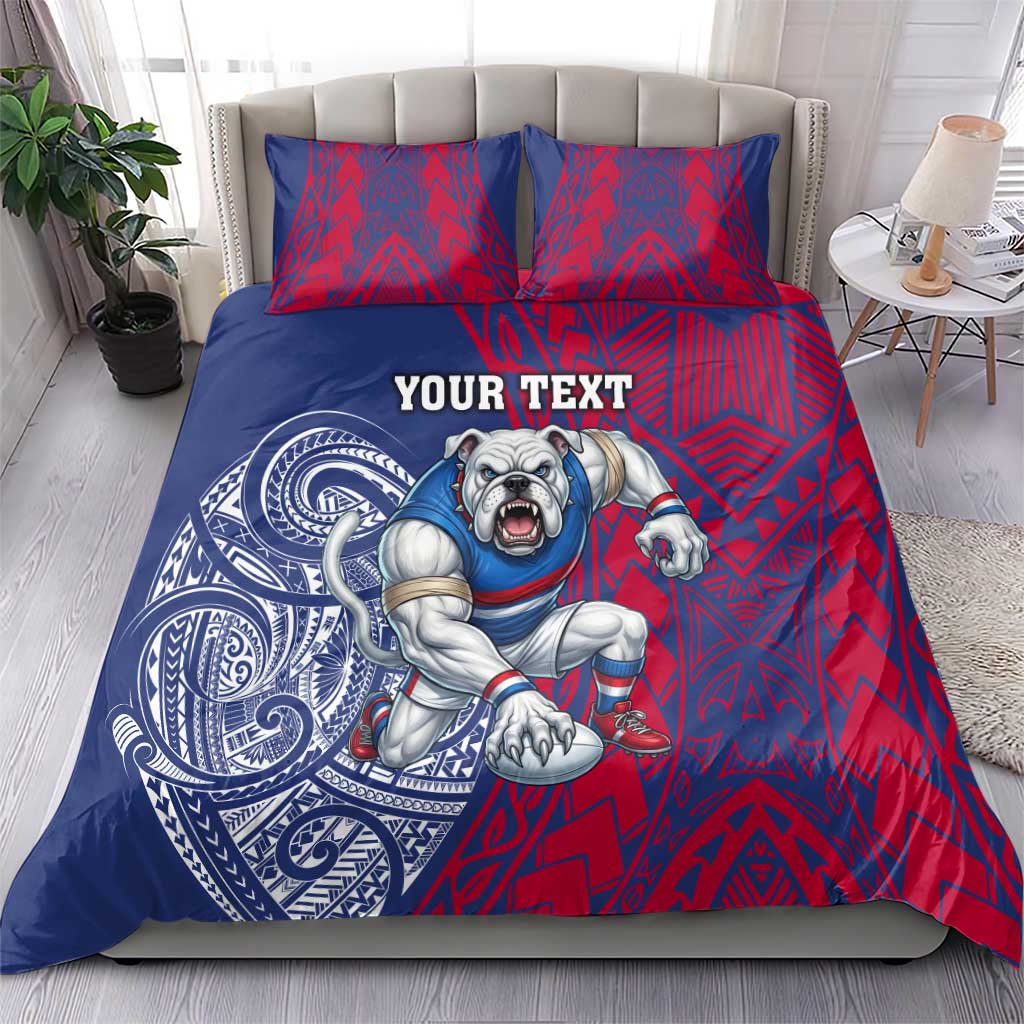 Personalised Western Bulldogs Mascot Bedding Set Polynesian Tribal Pattern Bold Bulldog Football
