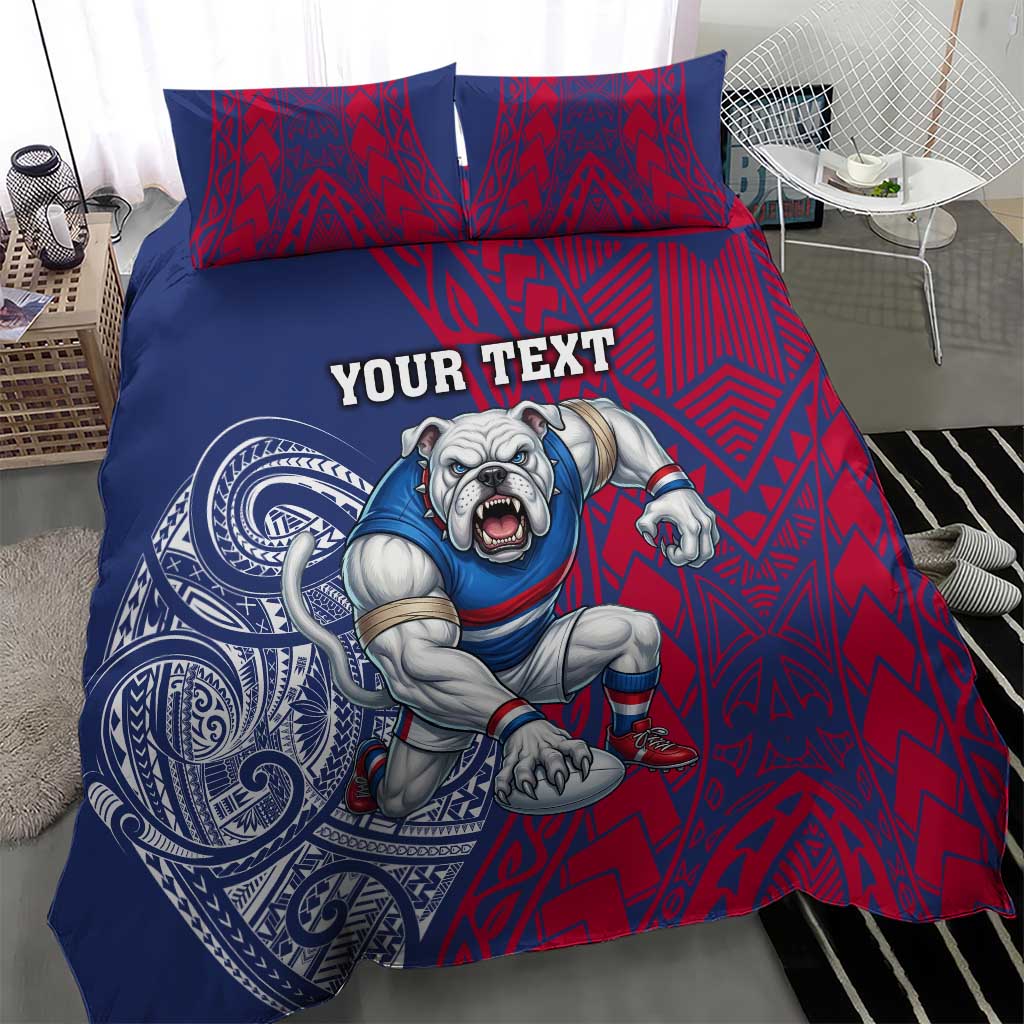 Personalised Western Bulldogs Mascot Bedding Set Polynesian Tribal Pattern Bold Bulldog Football