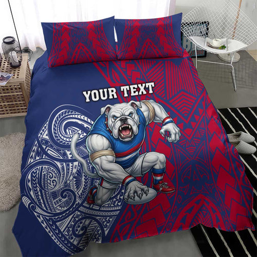 Personalised Western Bulldogs Mascot Bedding Set Polynesian Tribal Pattern Bold Bulldog Football