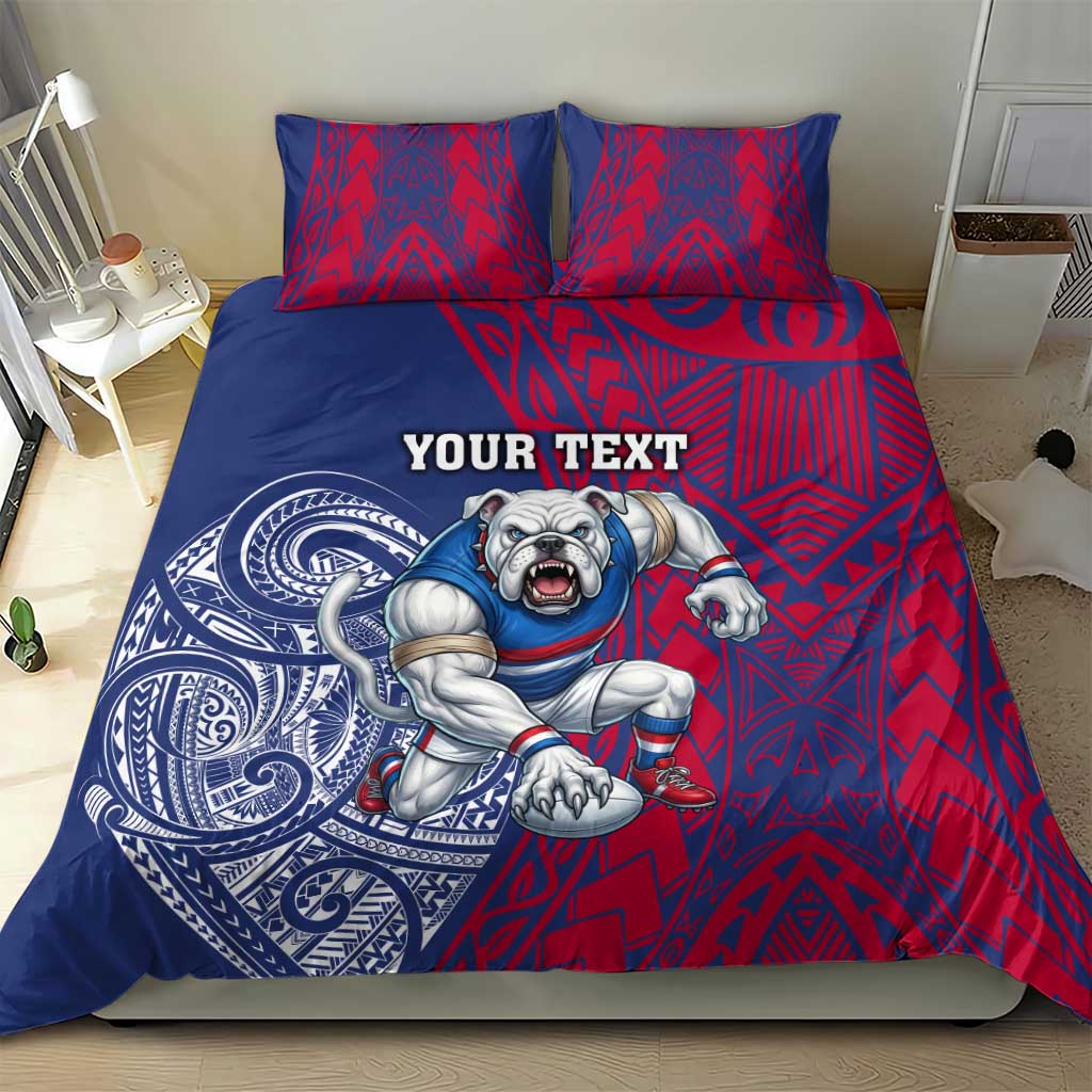 Personalised Western Bulldogs Mascot Bedding Set Polynesian Tribal Pattern Bold Bulldog Football