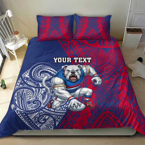 Personalised Western Bulldogs Mascot Bedding Set Polynesian Tribal Pattern Bold Bulldog Football