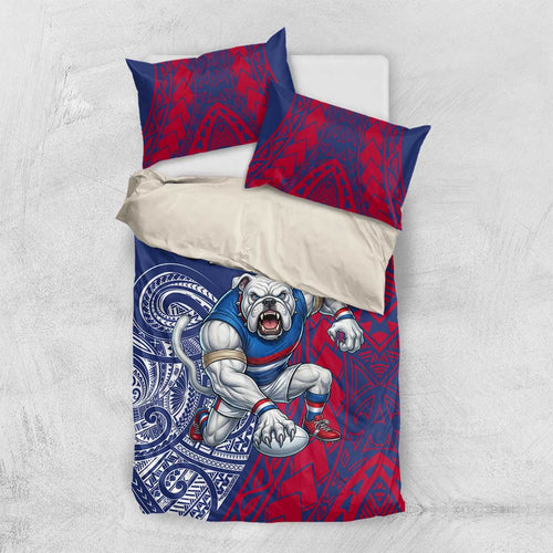 Personalised Western Bulldogs Mascot Bedding Set Polynesian Tribal Pattern Bold Bulldog Football