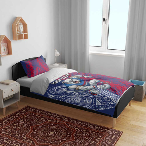 Personalised Western Bulldogs Mascot Bedding Set Polynesian Tribal Pattern Bold Bulldog Football
