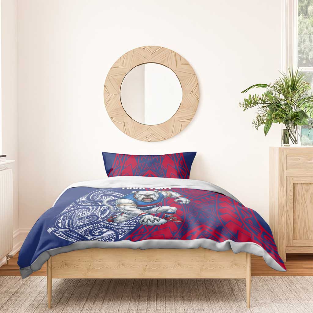 Personalised Western Bulldogs Mascot Bedding Set Polynesian Tribal Pattern Bold Bulldog Football
