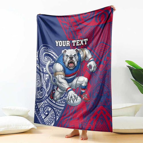 Personalised Western Bulldogs Mascot Blanket Polynesian Tribal Pattern Bold Bulldog Football