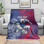 Personalised Western Bulldogs Mascot Blanket Polynesian Tribal Pattern Bold Bulldog Football