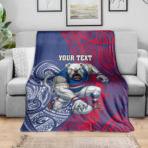 Personalised Western Bulldogs Mascot Blanket Polynesian Tribal Pattern Bold Bulldog Football