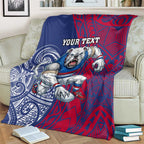 Personalised Western Bulldogs Mascot Blanket Polynesian Tribal Pattern Bold Bulldog Football