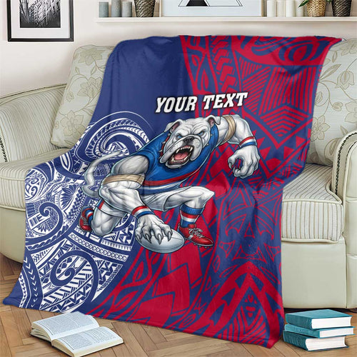 Personalised Western Bulldogs Mascot Blanket Polynesian Tribal Pattern Bold Bulldog Football