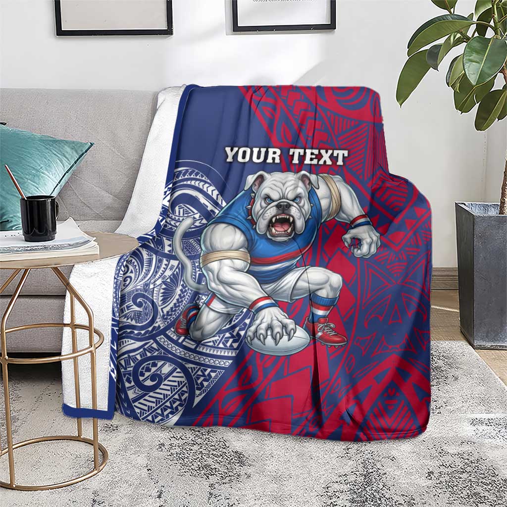 Personalised Western Bulldogs Mascot Blanket Polynesian Tribal Pattern Bold Bulldog Football