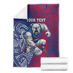 Personalised Western Bulldogs Mascot Blanket Polynesian Tribal Pattern Bold Bulldog Football
