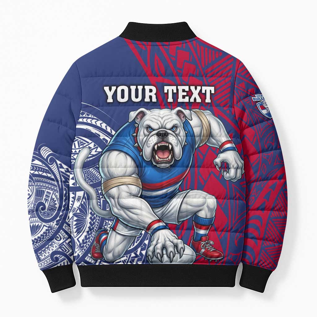 Personalised Western Bulldogs Mascot Bomber Puffer Jacket Polynesian Tribal Pattern Bold Bulldog Football