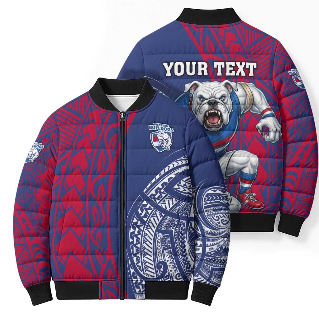 Personalised Western Bulldogs Mascot Bomber Puffer Jacket Polynesian Tribal Pattern Bold Bulldog Football
