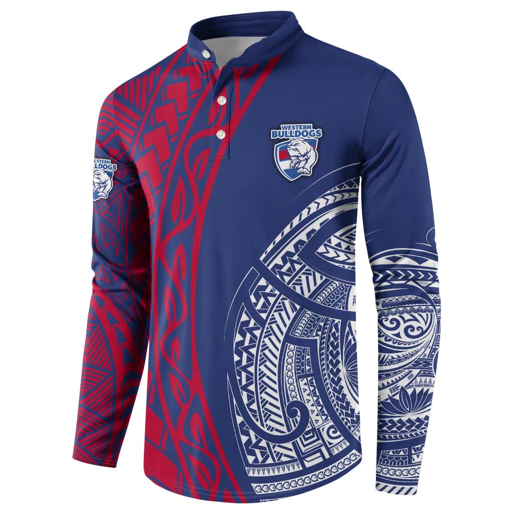 Personalised Western Bulldogs Mascot Button Sweatshirt Polynesian Tribal Pattern Bold Bulldog Football