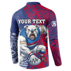 Personalised Western Bulldogs Mascot Button Sweatshirt Polynesian Tribal Pattern Bold Bulldog Football