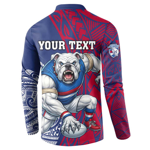 Personalised Western Bulldogs Mascot Button Sweatshirt Polynesian Tribal Pattern Bold Bulldog Football