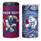 Personalised Western Bulldogs Mascot 4 in 1 Can Cooler Tumbler Polynesian Tribal Pattern Bold Bulldog Football