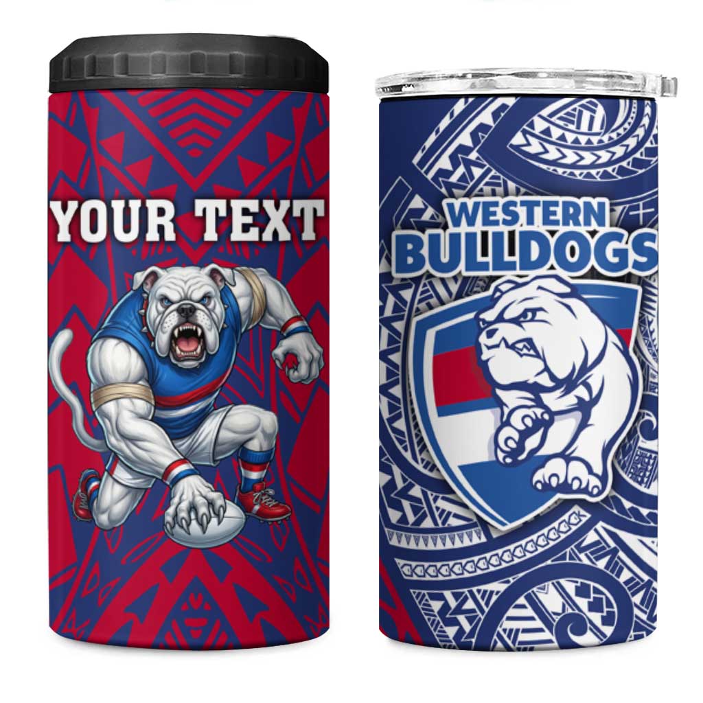 Personalised Western Bulldogs Mascot 4 in 1 Can Cooler Tumbler Polynesian Tribal Pattern Bold Bulldog Football