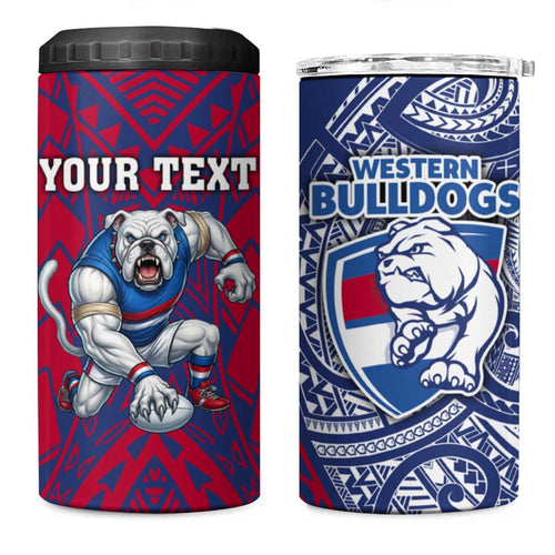 Personalised Western Bulldogs Mascot 4 in 1 Can Cooler Tumbler Polynesian Tribal Pattern Bold Bulldog Football