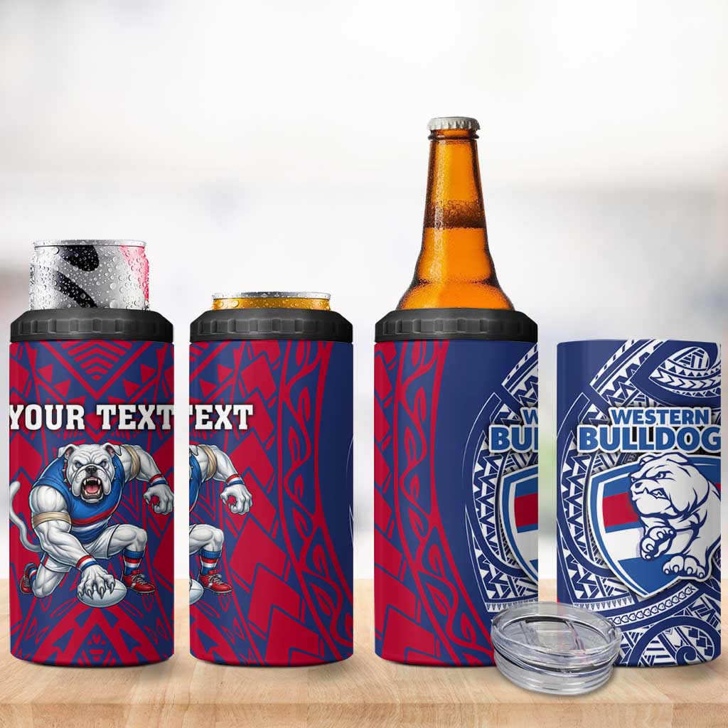 Personalised Western Bulldogs Mascot 4 in 1 Can Cooler Tumbler Polynesian Tribal Pattern Bold Bulldog Football