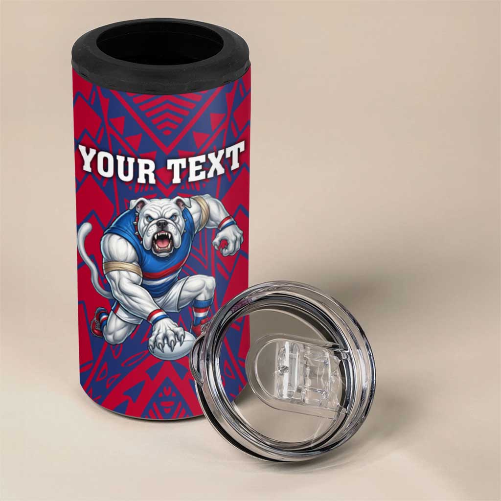 Personalised Western Bulldogs Mascot 4 in 1 Can Cooler Tumbler Polynesian Tribal Pattern Bold Bulldog Football